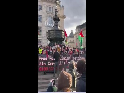 تجمع اعتراضی در پیکدیلی لندن برای آزادی اسرای فلسطینی