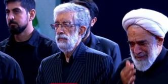 ادای احترام حدادعادل و جمعی از مقامات کشوری بر پیکر امام شهید